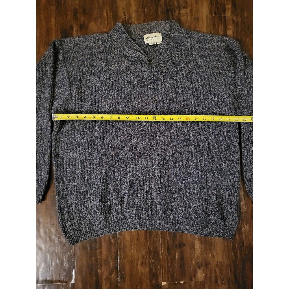 Eddie Bauer Pullover Sweater Single Button Men's Size Large Blue/Gray - Picture 4 of 5